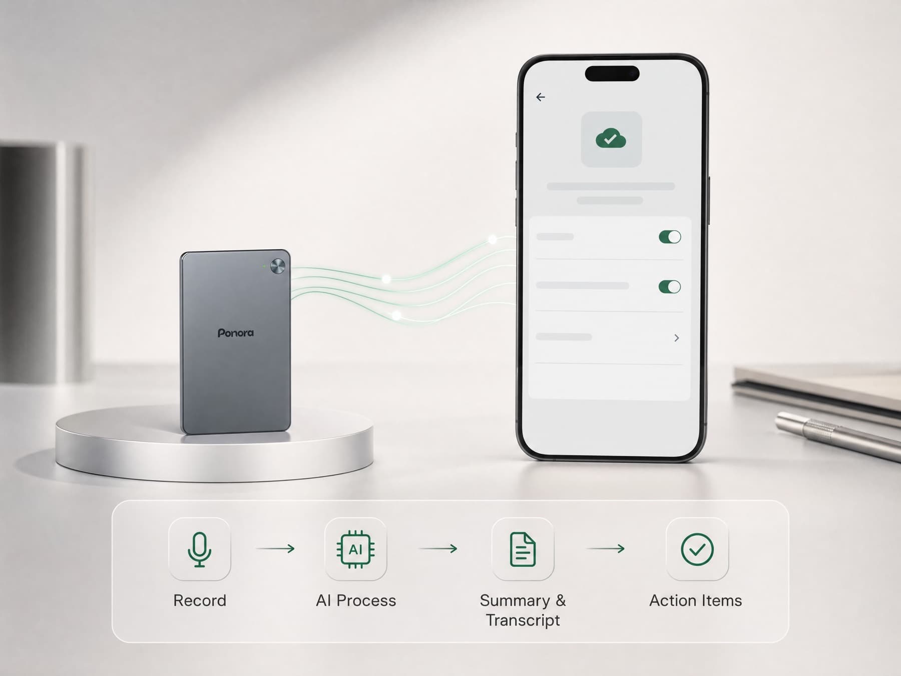 Ponora Aufnahme wird mit der mobilen App synchronisiert